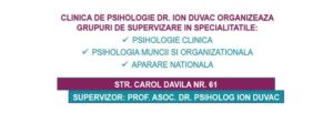 Grupuri de supervizare: psihologie clinica, psihologia muncii si organizationala, aparare nationala @ Intell Psy & Psychological Profiler Academy